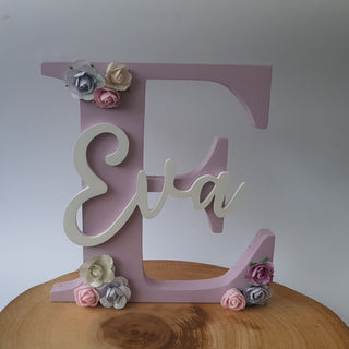 Freestanding initial with name