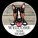 Wooden round Welcome dog plaque