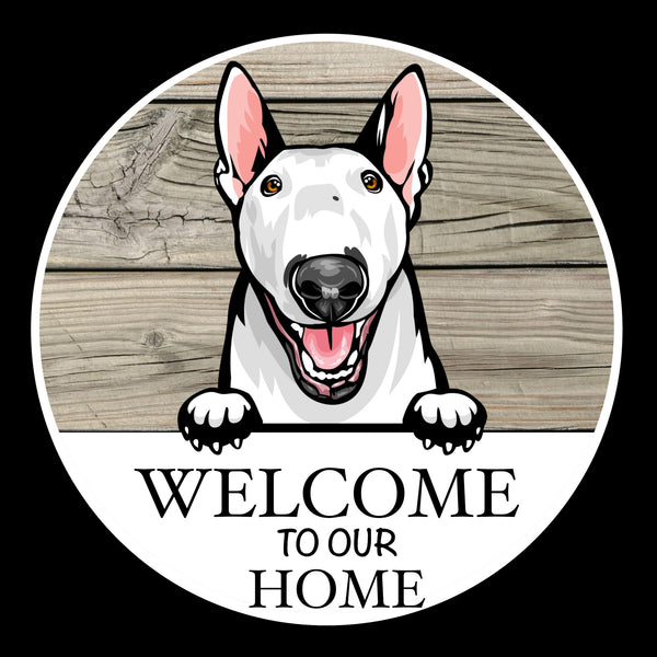 Wooden round Welcome dog plaque