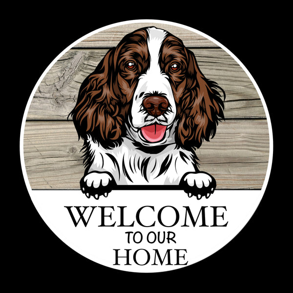 Wooden round Welcome dog plaque