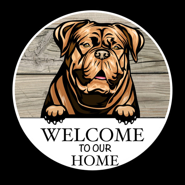 Wooden round Welcome dog plaque