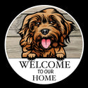 Wooden round Welcome dog plaque