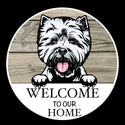 Wooden round Welcome dog plaque