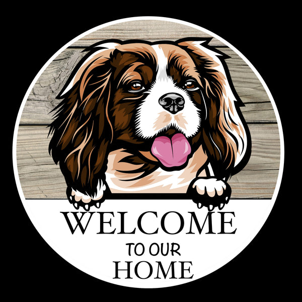 Wooden round Welcome dog plaque