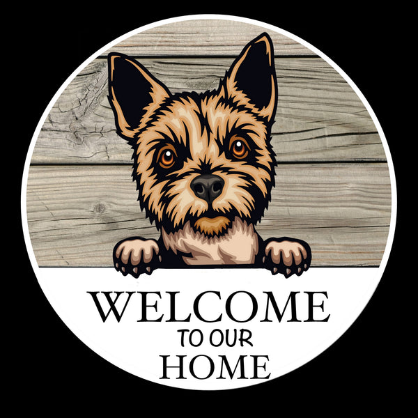 Wooden round Welcome dog plaque