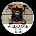 Wooden round Welcome dog plaque