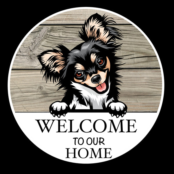 Wooden round Welcome dog plaque