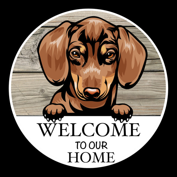 Wooden round Welcome dog plaque