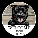 Wooden round Welcome dog plaque