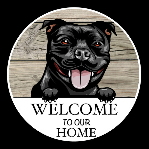 Wooden round Welcome dog plaque