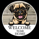 Wooden round Welcome dog plaque