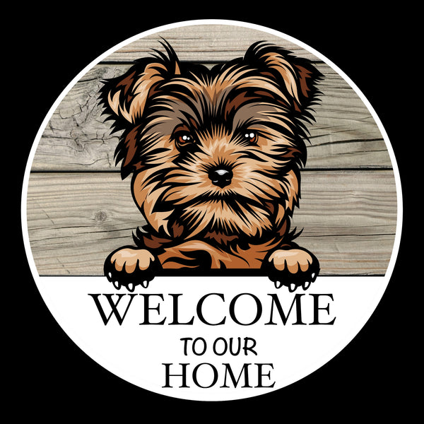 Wooden round Welcome dog plaque