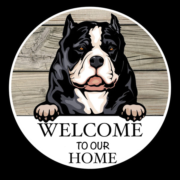 Wooden round Welcome dog plaque