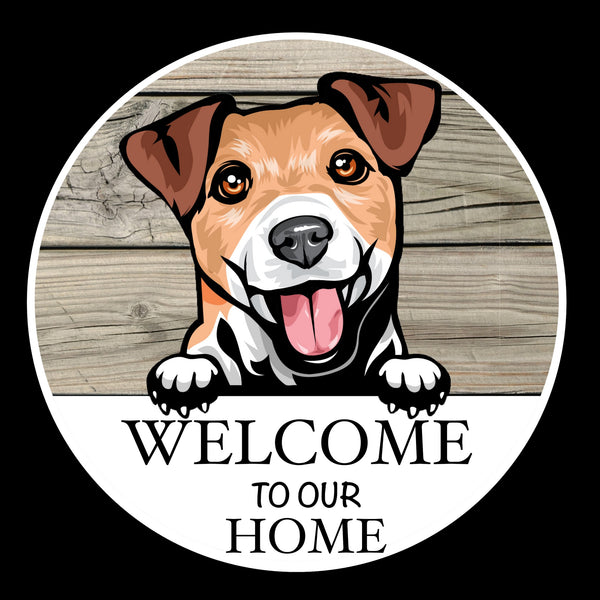 Wooden round Welcome dog plaque