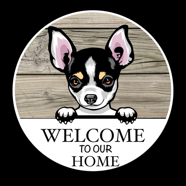 Wooden round Welcome dog plaque