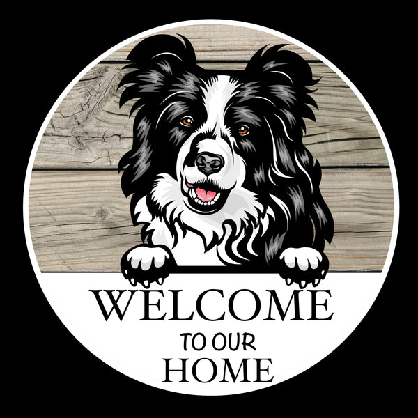 Wooden round Welcome dog plaque