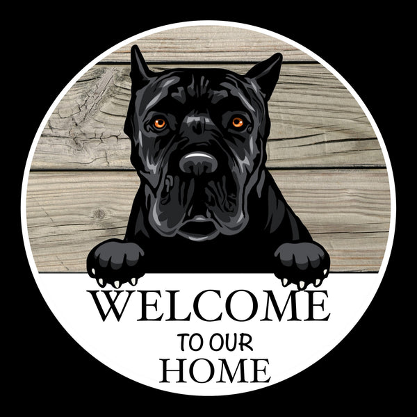 Wooden round Welcome dog plaque