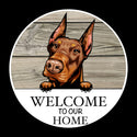 Wooden round Welcome dog plaque