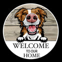 Wooden round Welcome dog plaque