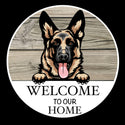 Wooden round Welcome dog plaque