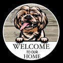 Wooden round Welcome dog plaque