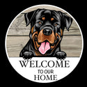 Wooden round Welcome dog plaque