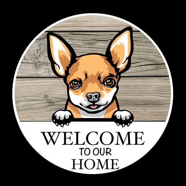 Wooden round Welcome dog plaque