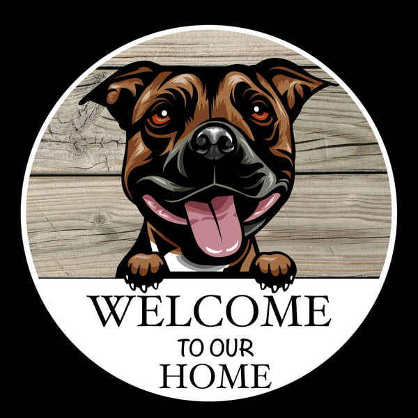 Wooden round Welcome dog plaque