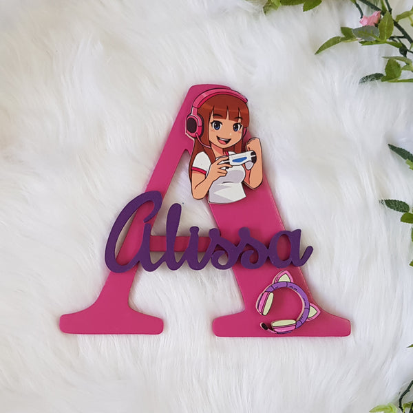 Gamer girl initial with name