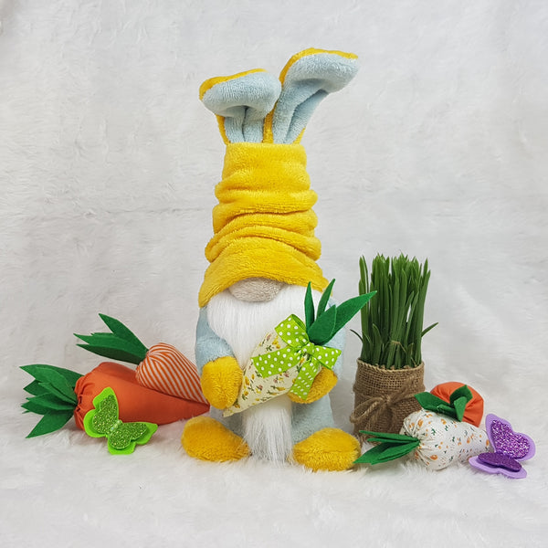 Easter bunny Gnome with flowers