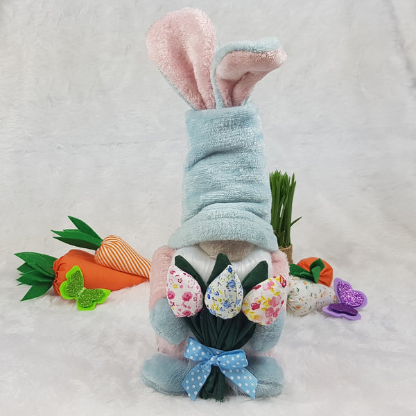 Easter bunny Gnome with flowers