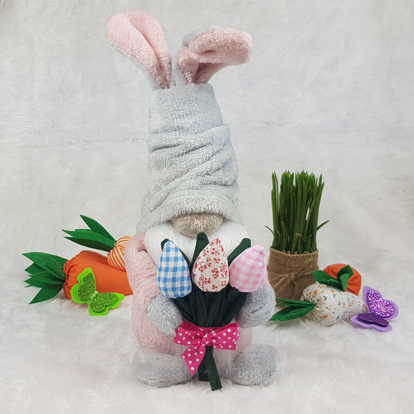 Easter bunny Gnome with flowers