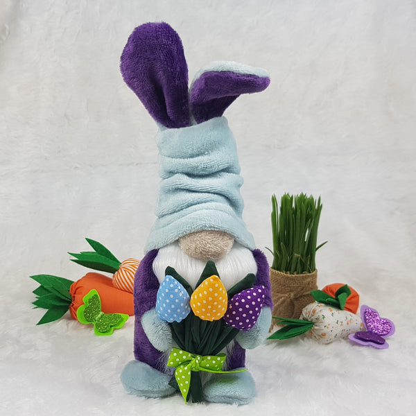 Easter bunny Gnome with flowers